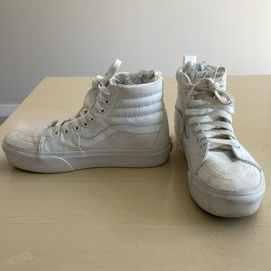 Vans white platform high top sneaker